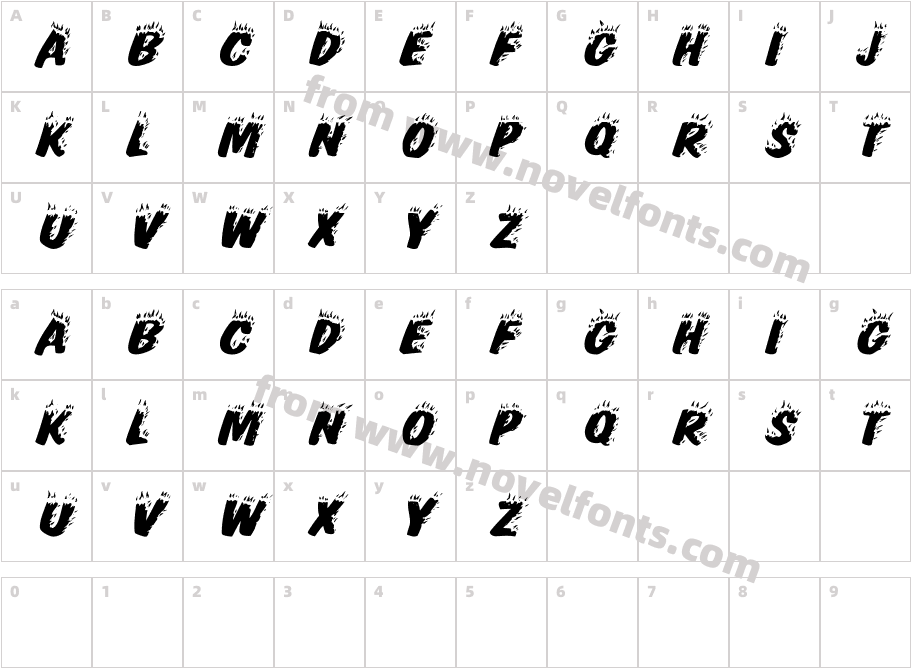 FlamingDisplayCapsHvy ItalicCharacter Map