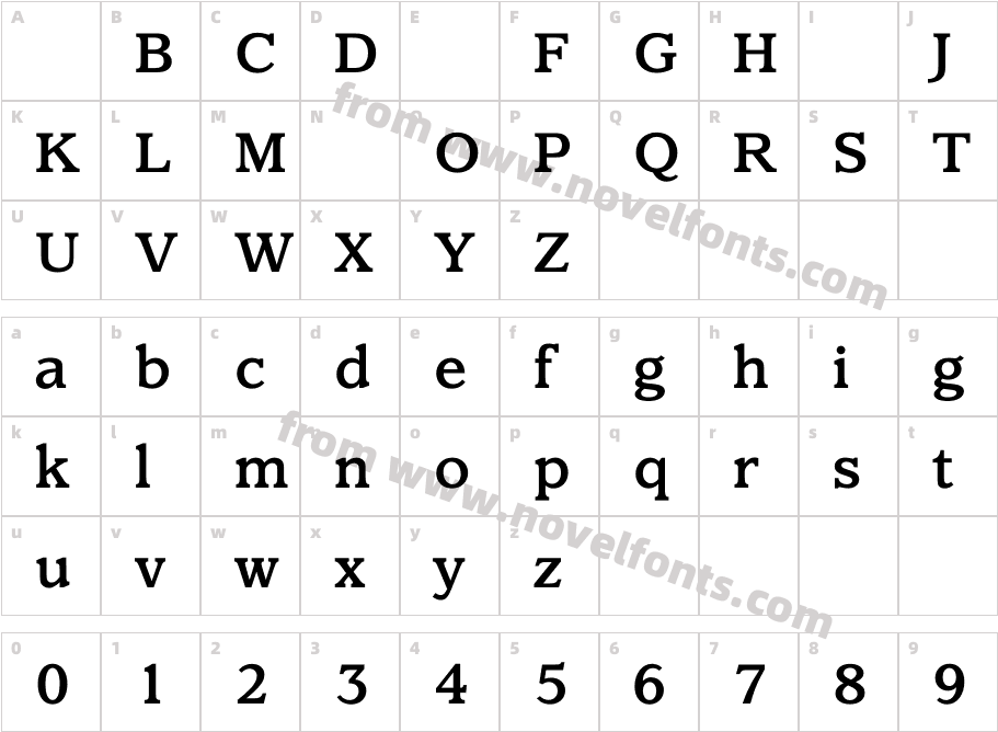 ClaremontMediumCharacter Map