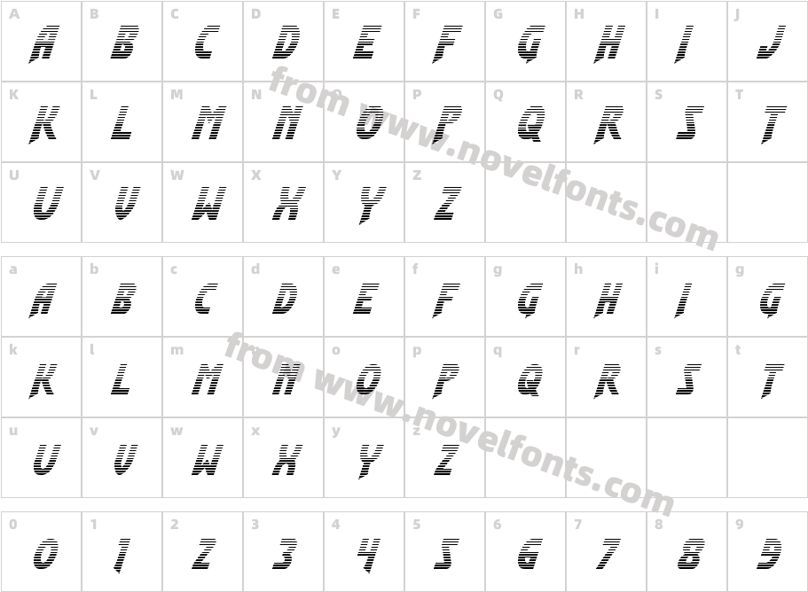 Flash Rogers Gradient ItalicCharacter Map