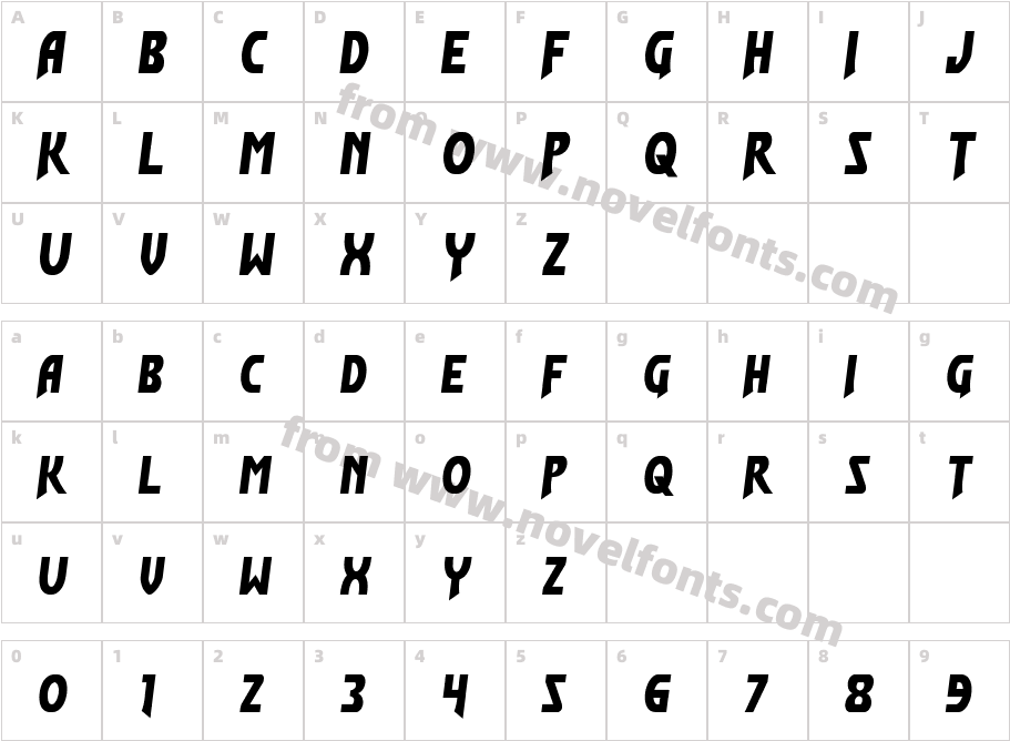 Flash Rogers Half-ItalicCharacter Map