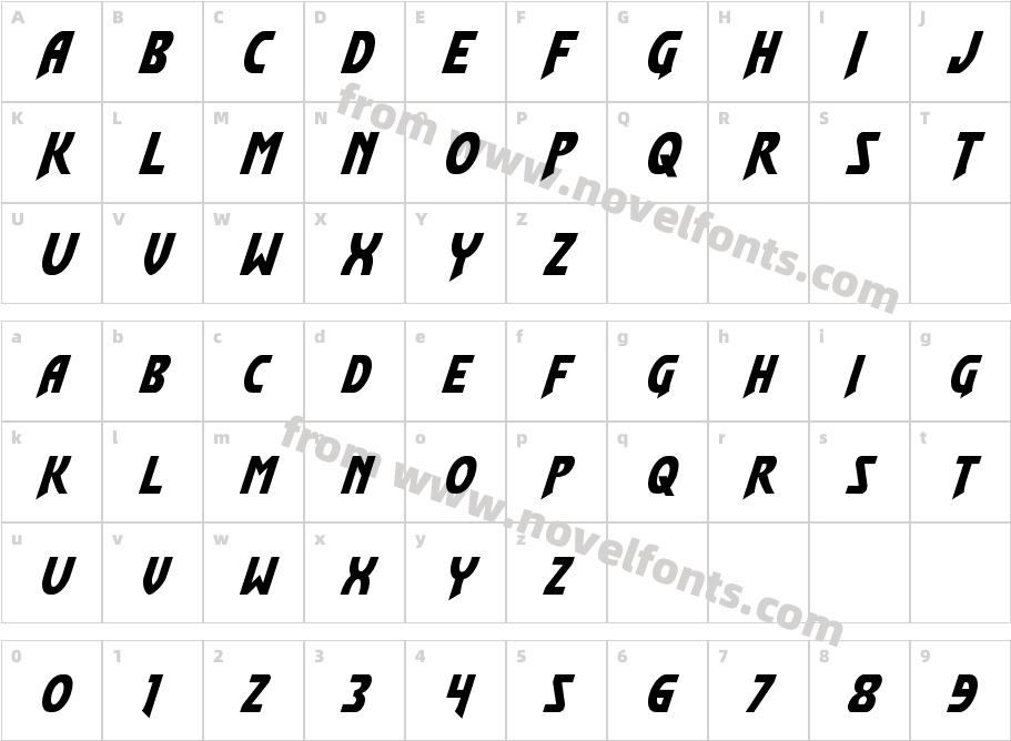 Flash Rogers ItalicCharacter Map