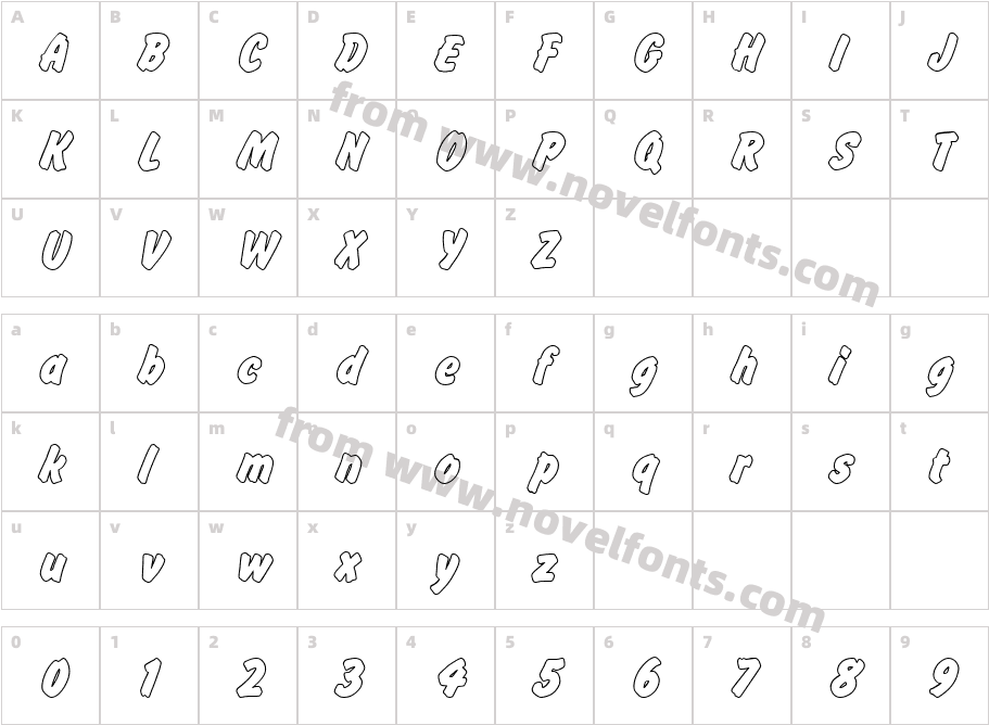 FlashOutP-BoldCharacter Map