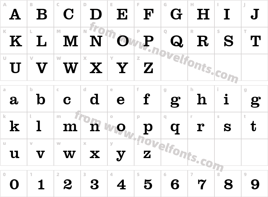 Clarendon BT RomanCharacter Map