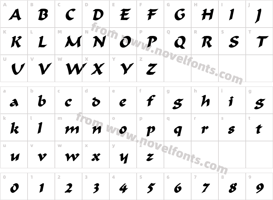 Flat Brush BoldItalicCharacter Map