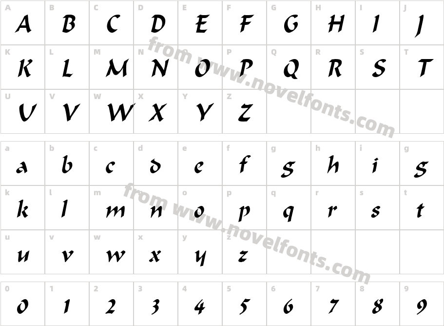 Flat Brush Condensed ItalicCharacter Map