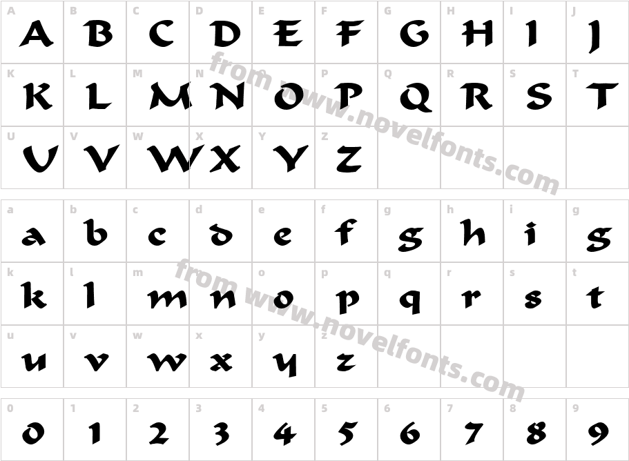 Flat Brush Wide BoldCharacter Map