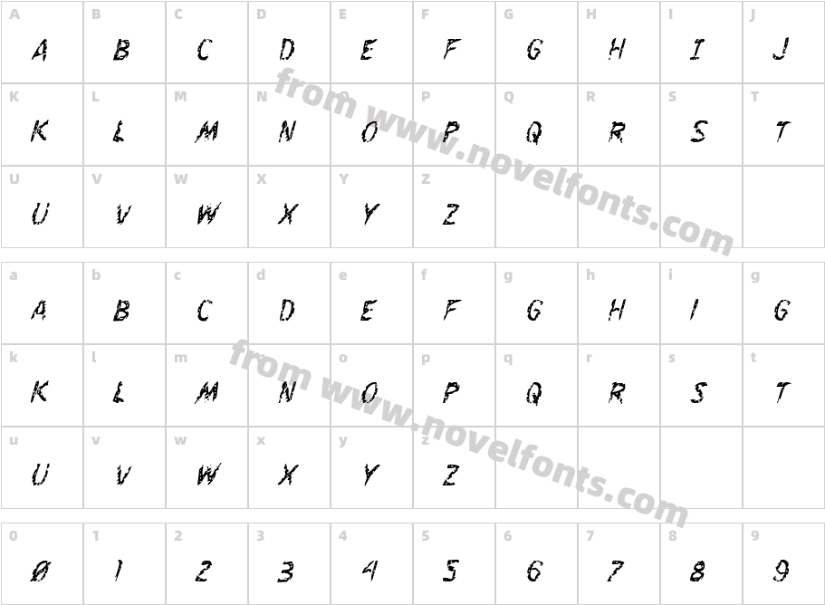 Flesh-Eating Comic Condensed ItalicCharacter Map