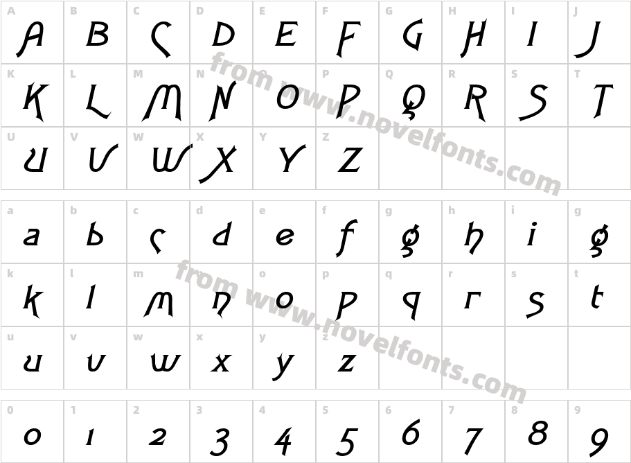 Fletch Wide BoldItalicCharacter Map