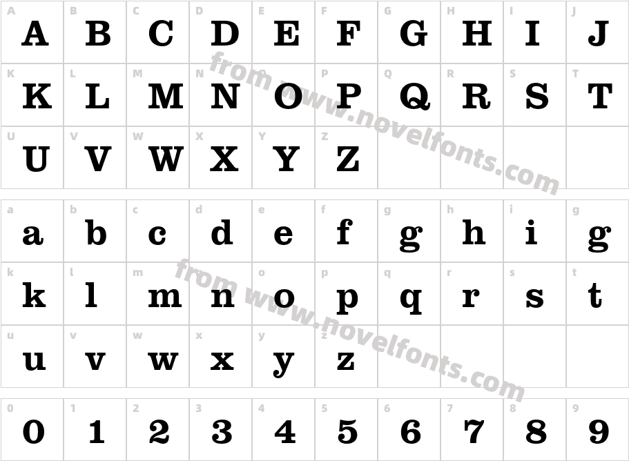 Clarendon HeavyCharacter Map