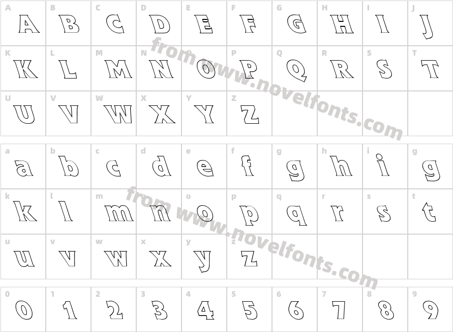 Flick Bold Hollow LeftyCharacter Map