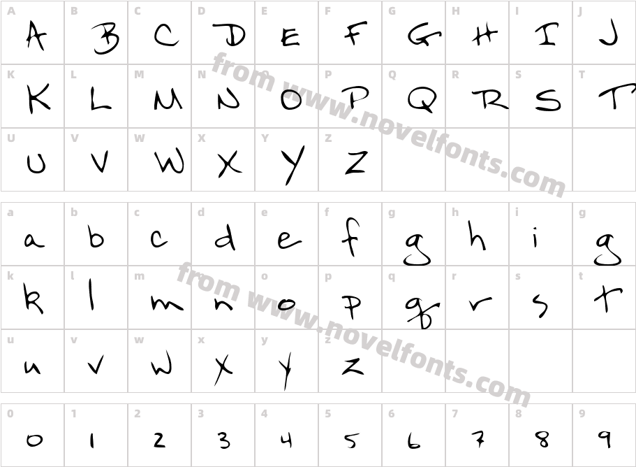 FlintsHand RegularCharacter Map