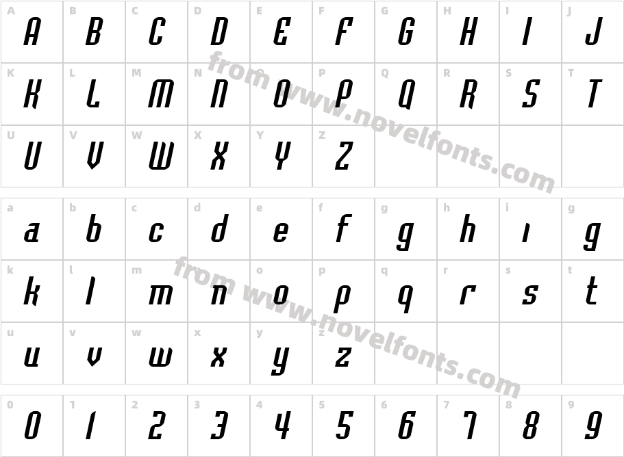 Flintstone Extended ItalicCharacter Map