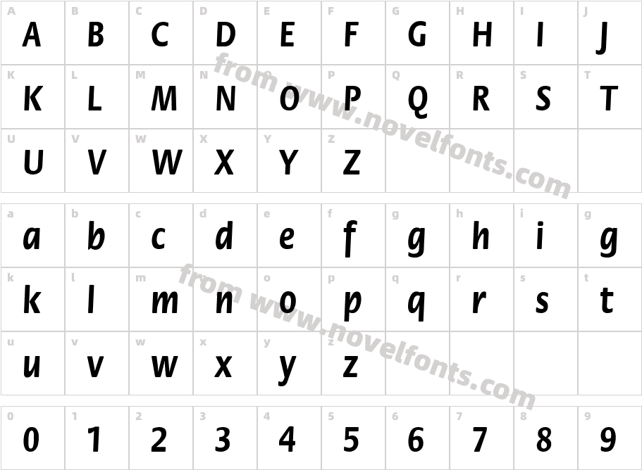 FloraCnd-BoldCharacter Map