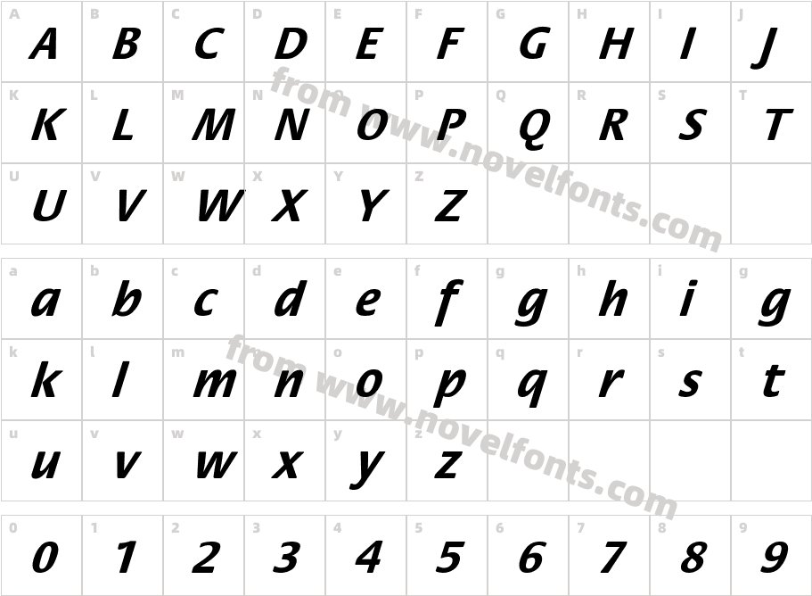 FloraObl-BoldCharacter Map