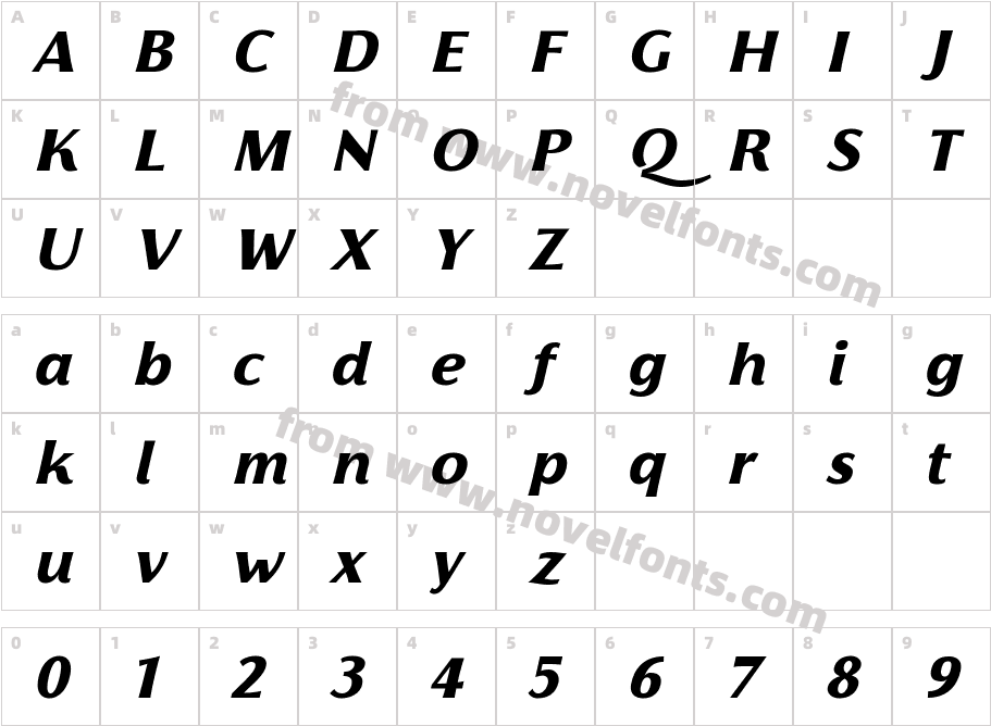 Florentia ExtraBold ItalicCharacter Map