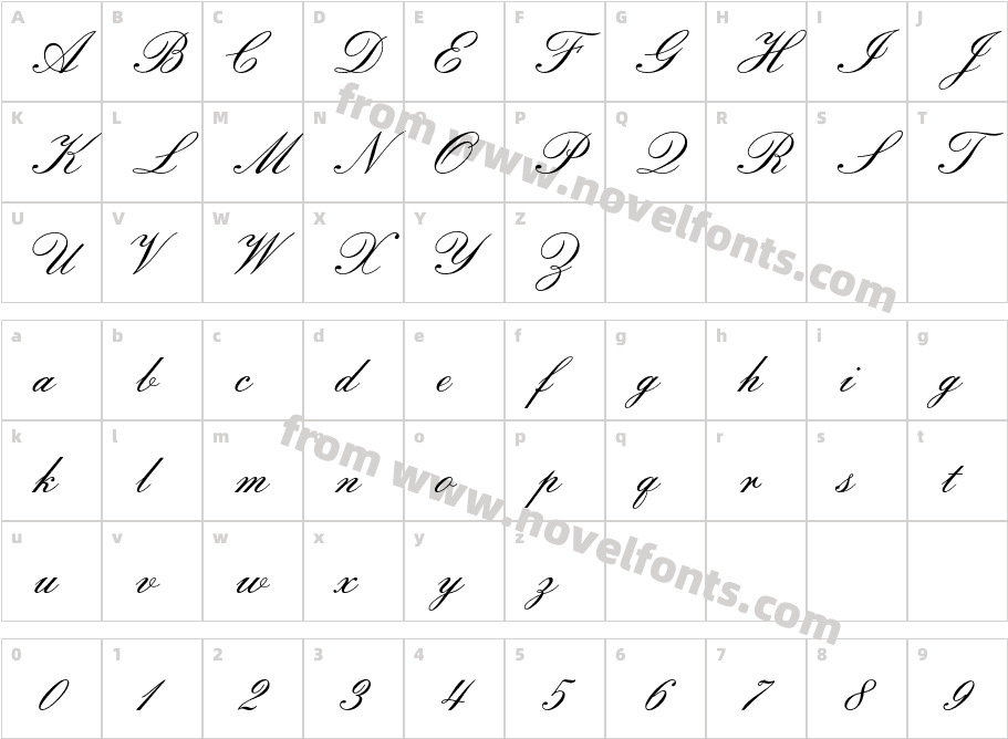 FlorentineScriptIIStdCharacter Map