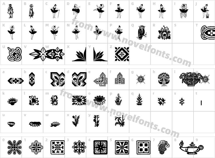 Florets and EmbellishmentsCharacter Map