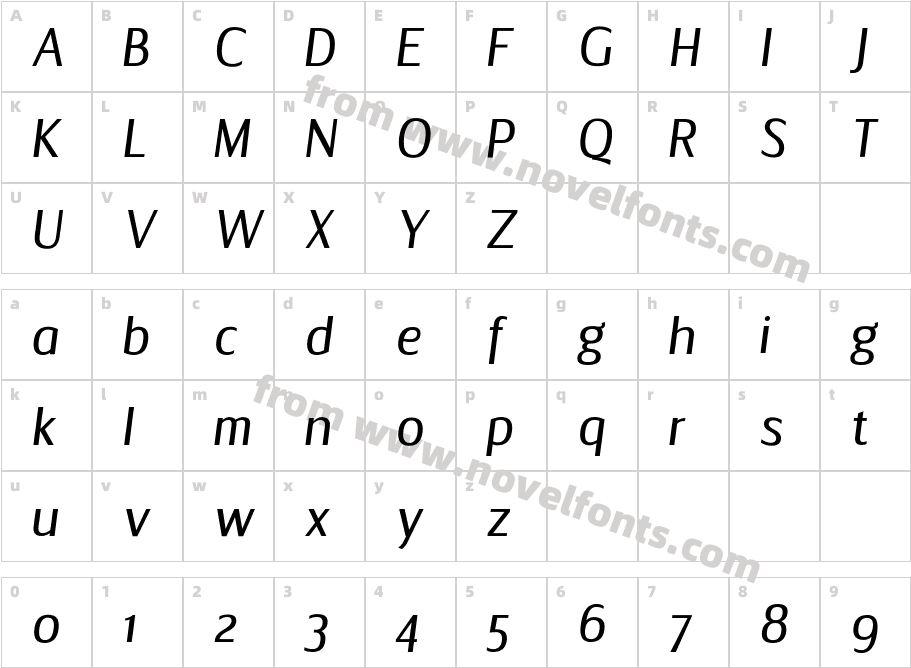 Florid ItalicCharacter Map