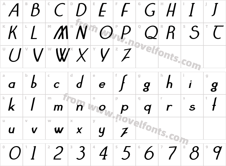 Claritty_BoldItalicCharacter Map