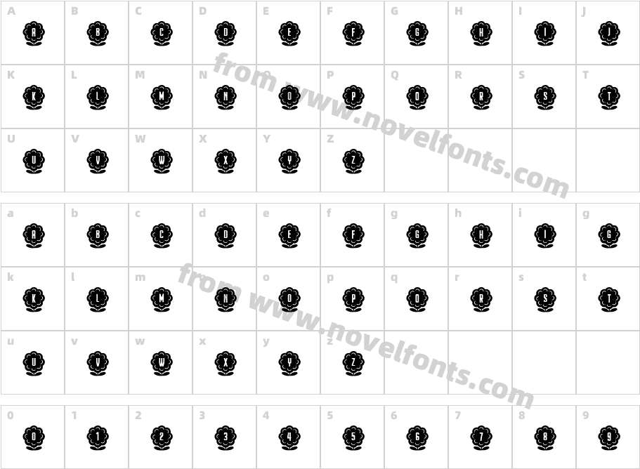 Flower Capitals RegularCharacter Map