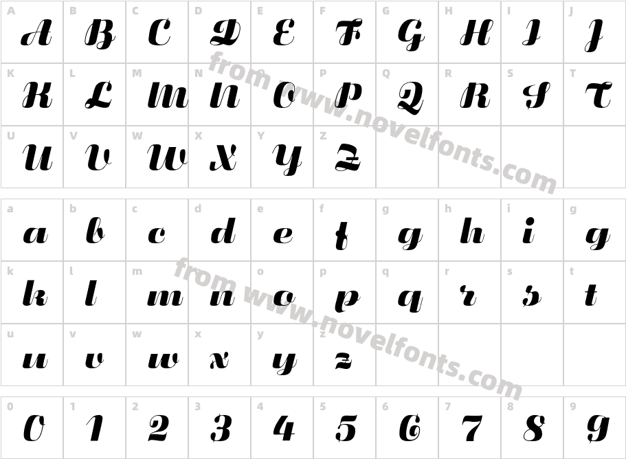 FluidumBoldStdCharacter Map