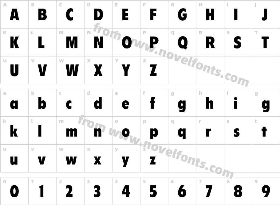 FlyerBQ-CondensedBoldCharacter Map