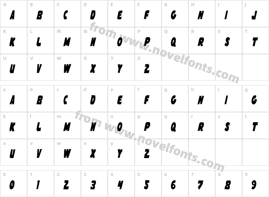 Flying Leatherneck CondensedCharacter Map