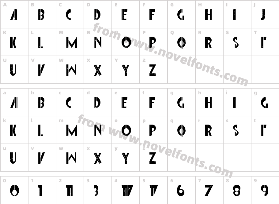 Font InterruptedCharacter Map