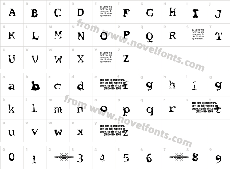 Font Pirate UNPAID DEMOCharacter Map