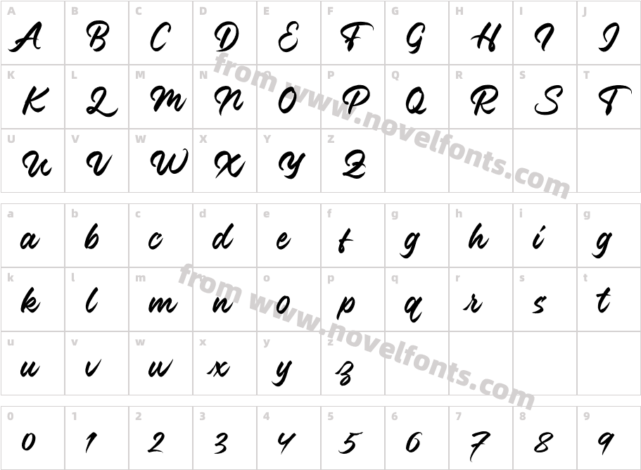 FontBrushCharacter Map