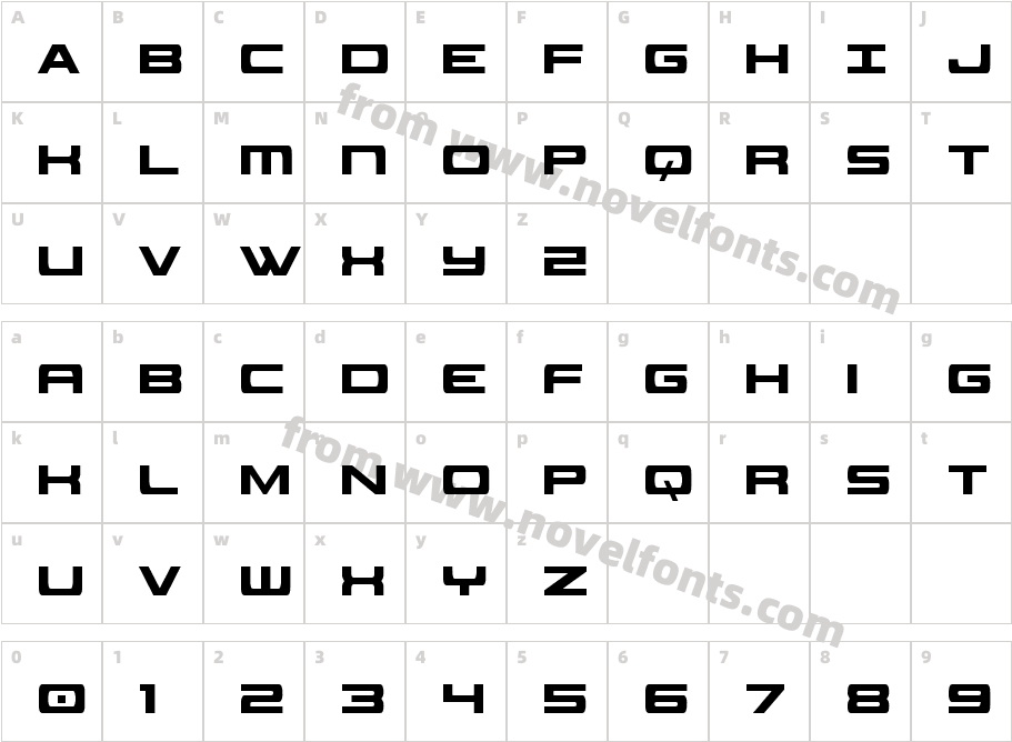 Classic Cobra Extra-CondensedCharacter Map