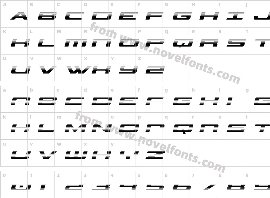 Classic Cobra Gradient ItalicCharacter Map