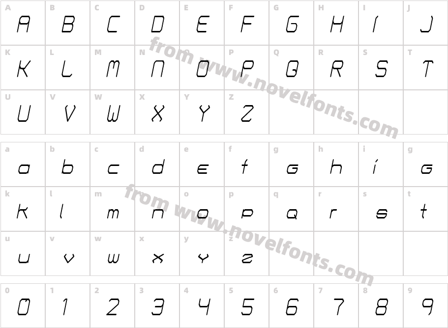 Fontmaker's Choice ThinItalicCharacter Map