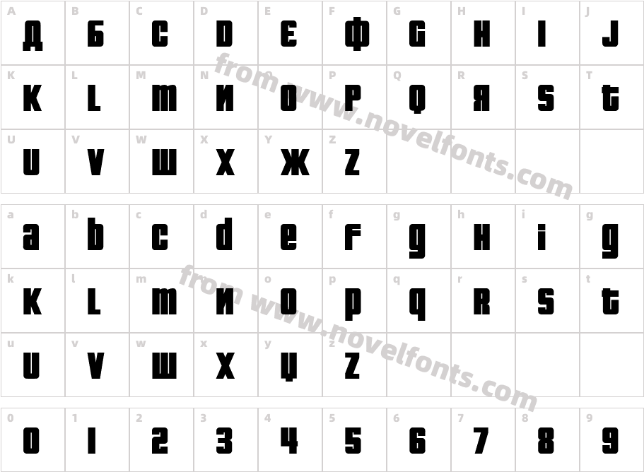 Fontograd RegularCharacter Map