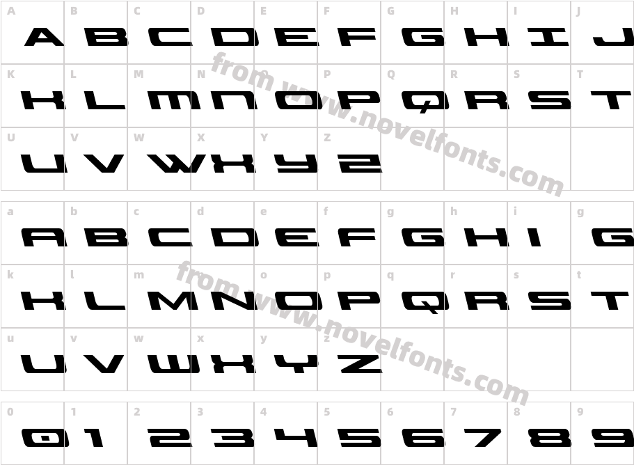 Classic Cobra LeftalicCharacter Map