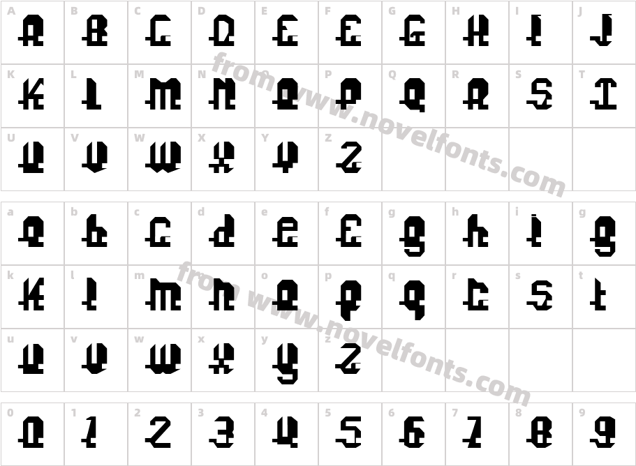 Fonuzzle BlackCharacter Map