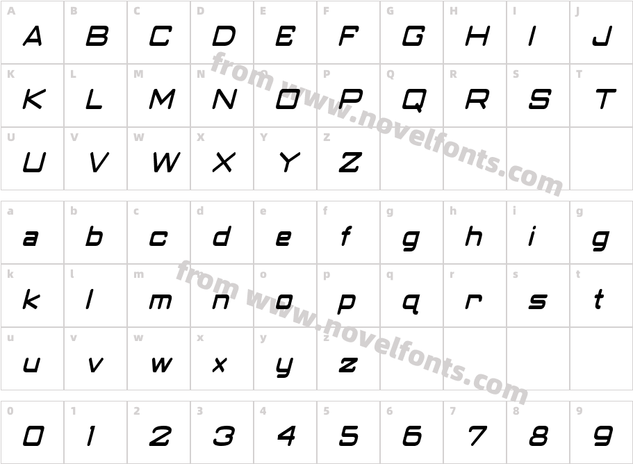 Classic Robot Condensed ItalicCharacter Map