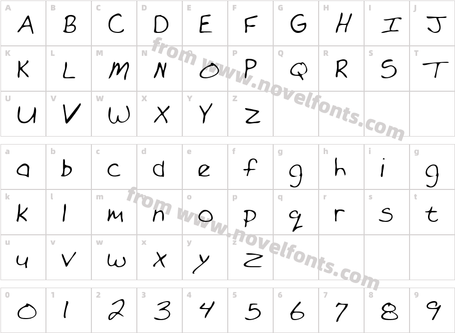 ForrestsHand RegularCharacter Map