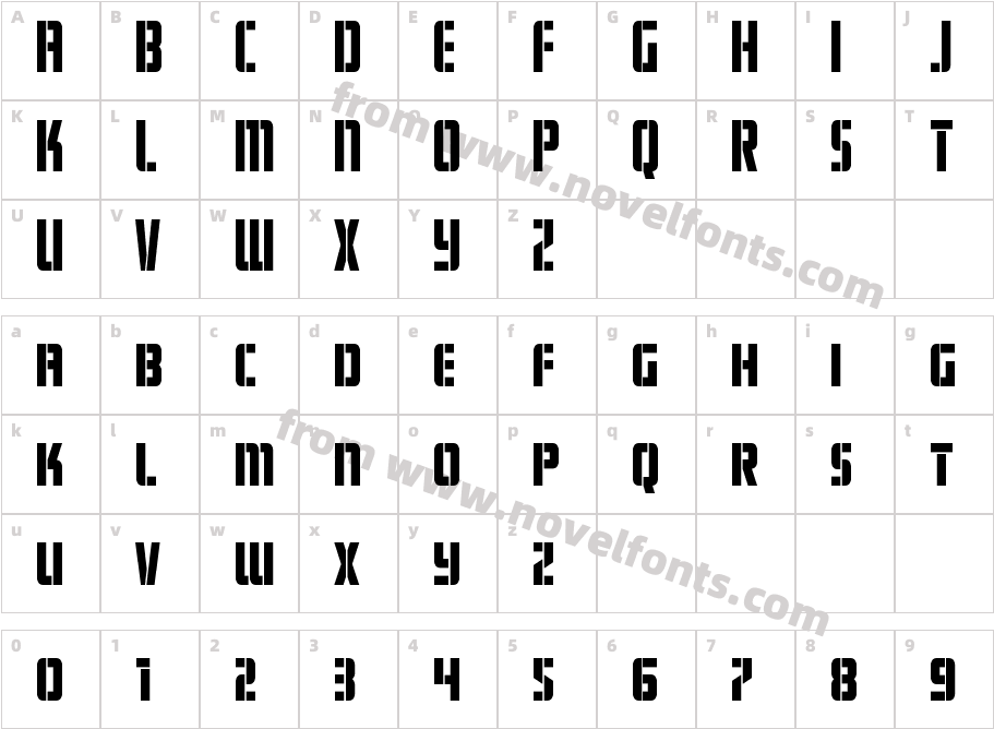 Fortune Soldier CondensedCharacter Map