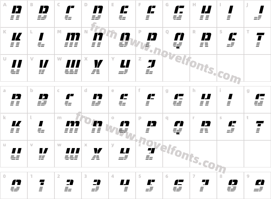 Fortune Soldier Halftone ItalicCharacter Map