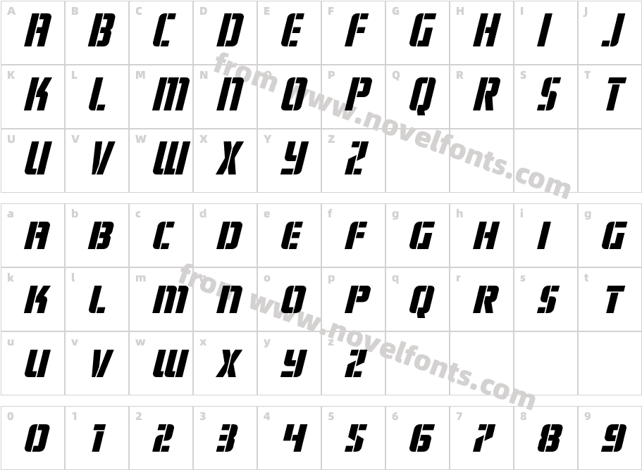 Fortune Soldier ItalicCharacter Map