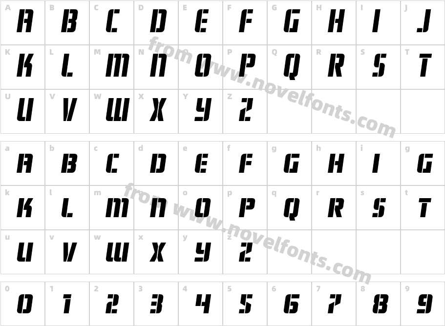 Fortune Soldier Semi-ItalicCharacter Map