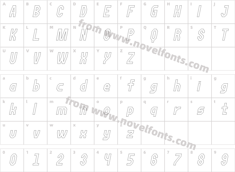 Fortzilla Light ItalicCharacter Map