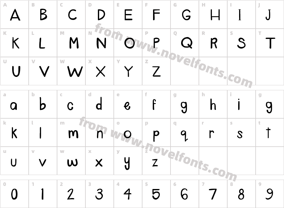 Fourth Grader FontCharacter Map