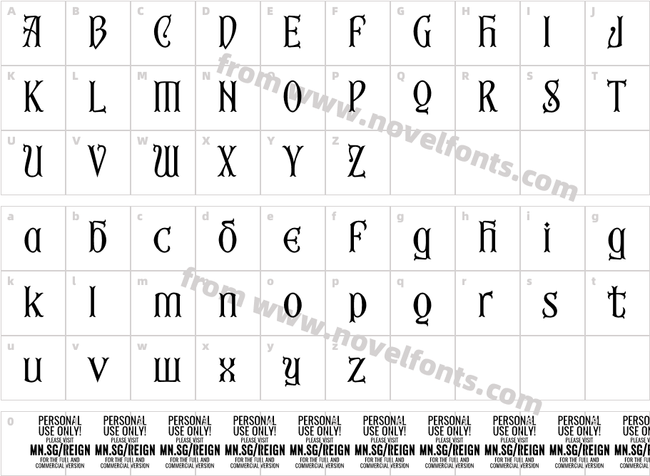 Fourth Reign PERSONAL USE ONLY RegularCharacter Map