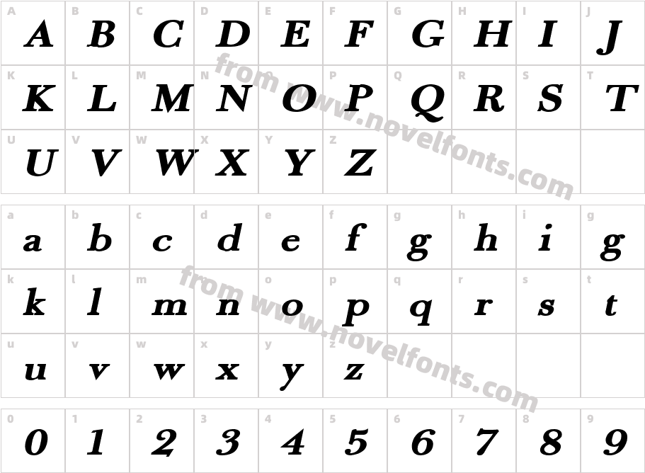 Fradley Extended ItalicCharacter Map