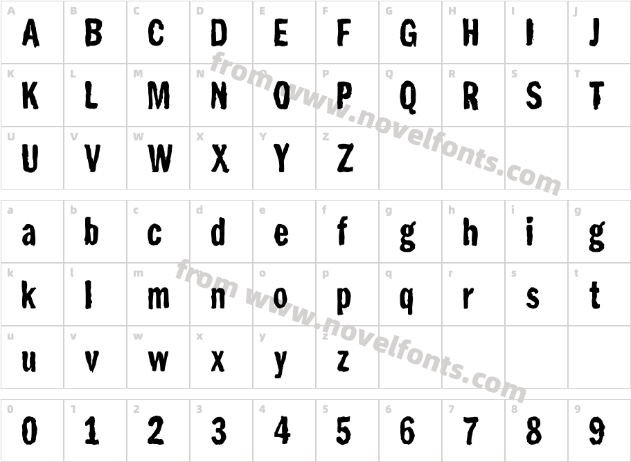 Franc Gothique BrushCharacter Map