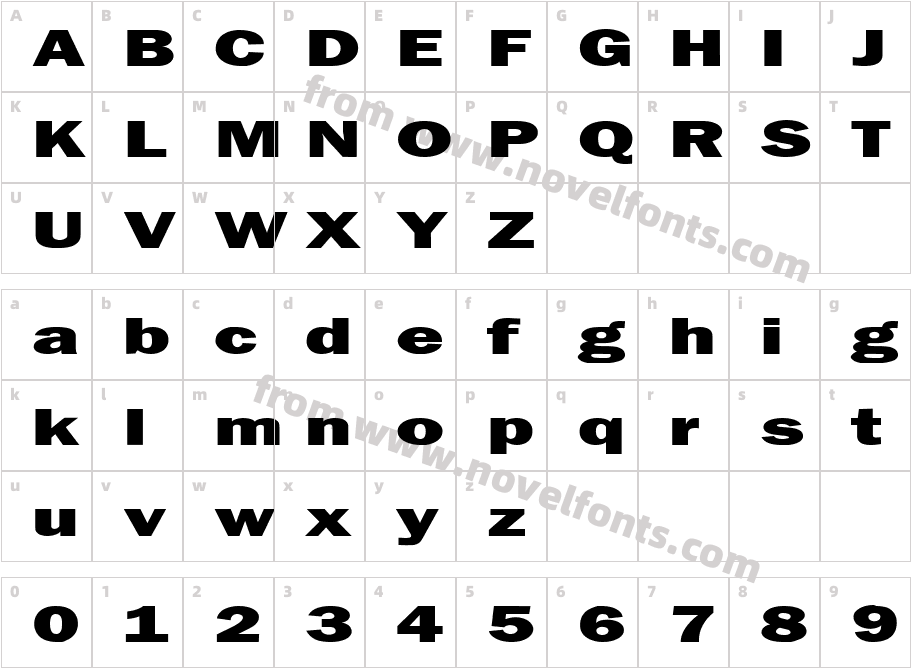 Francis Gothic Extended NormalCharacter Map