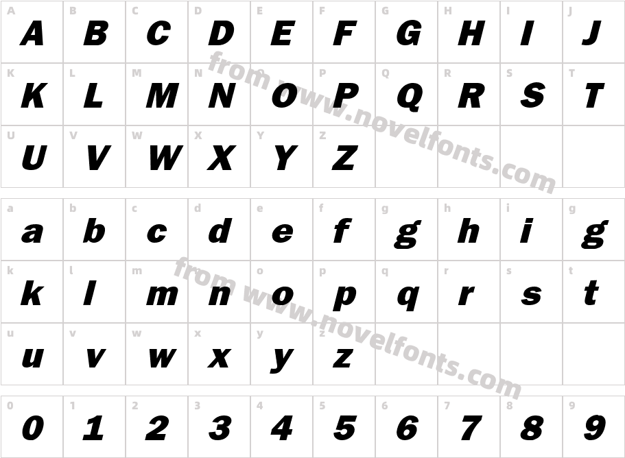 Francis Gothic ItalicCharacter Map