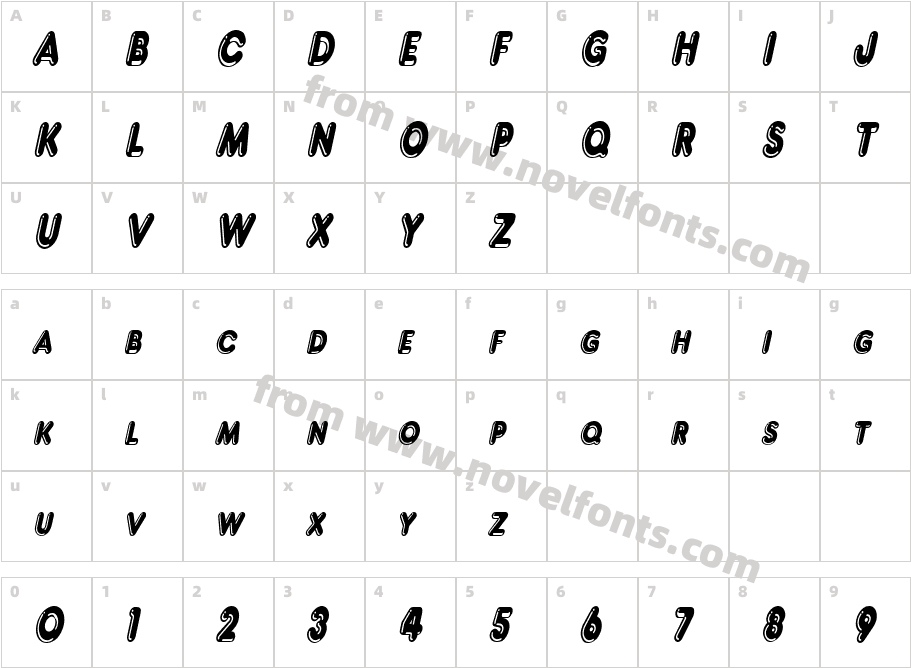 Francis High Lighted Condensed ItalicCharacter Map